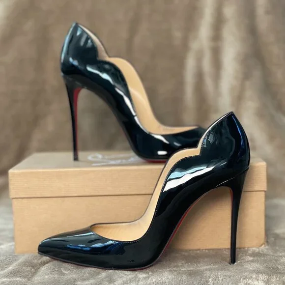 Christian Louboutin ‘Hot Chick’ 100mm Black Patent Leather Pumps US 9.5 EU 38.5 - Picture 4 of 12